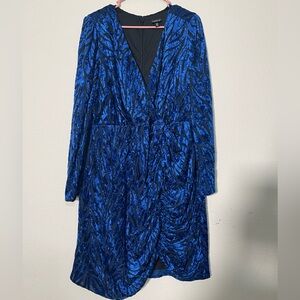 TORRID Blue Velvet Burnout Long Sleeve Bodycon Dress Size 20